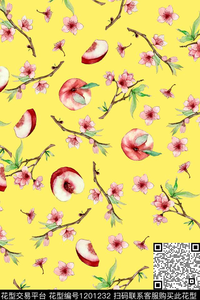 水彩水果花卉数码印花华亿平台下载（图片编号: 1201232） - 瓦栏（Walan）