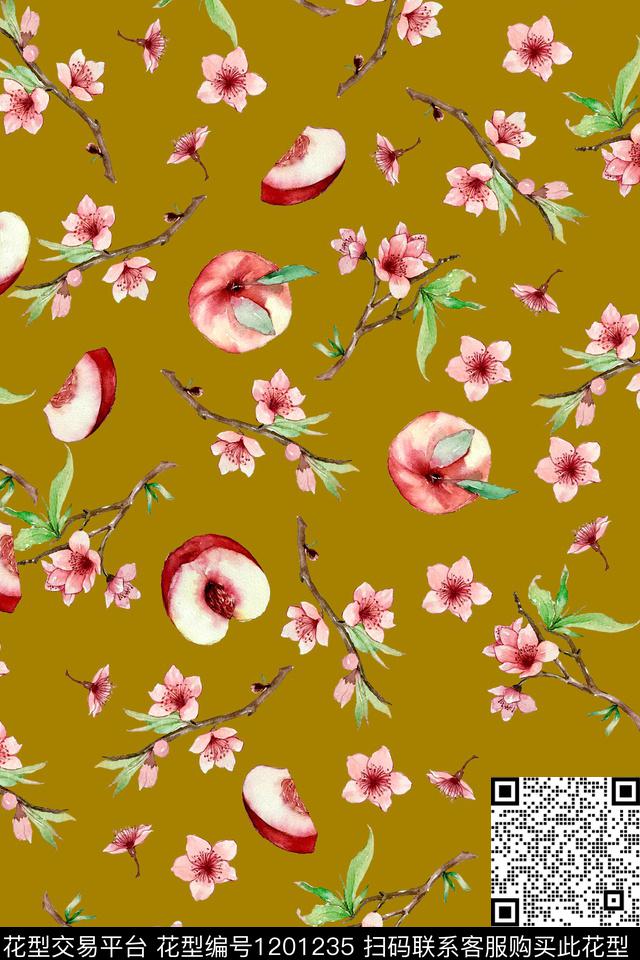 水彩水果花卉数码印花华亿平台下载（图片编号: 1201235） - 瓦栏（Walan）