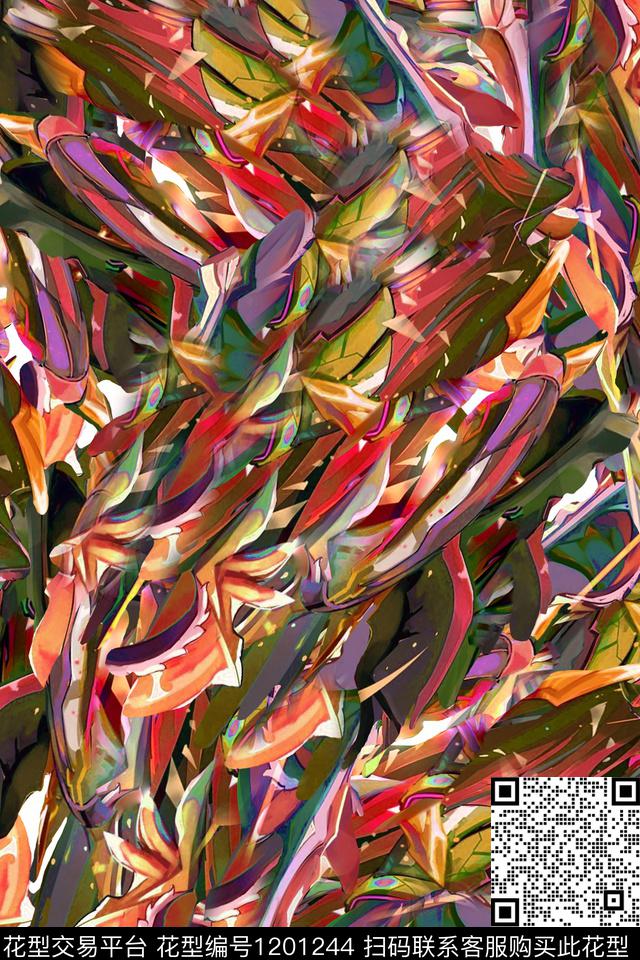 趣味抽象。女装连衣裙数码印花华亿平台下载（图片编号: 1201244） - 瓦栏（Walan）