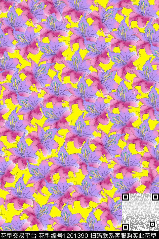 迷彩大牌风花卉数码印花华亿平台下载（图片编号: 1201390） - 瓦栏（Walan）