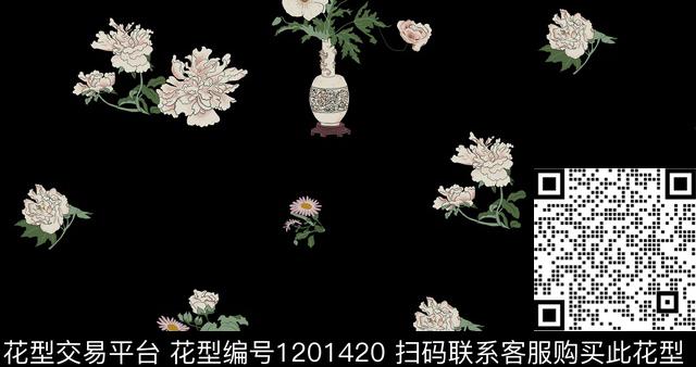 女装休闲花卉数码印花华亿平台下载（图片编号: 1201420） - 瓦栏（Walan）