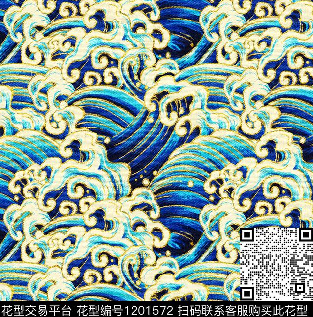 旗袍祥云数码印花华亿平台下载（图片编号: 1201572） - 瓦栏（Walan）