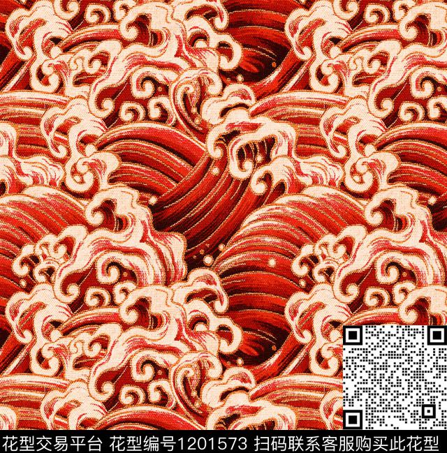 龙旗袍祥云数码印花华亿平台下载（图片编号: 1201573） - 瓦栏（Walan）