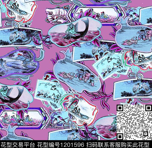 数码华亿平台民族花卉大牌风数码印花华亿平台下载（图片编号: 1201596） - 瓦栏（Walan）