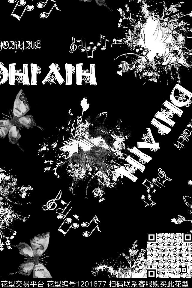 字母男装蝴蝶数码印花华亿平台下载（图片编号: 1201677） - 瓦栏（Walan）