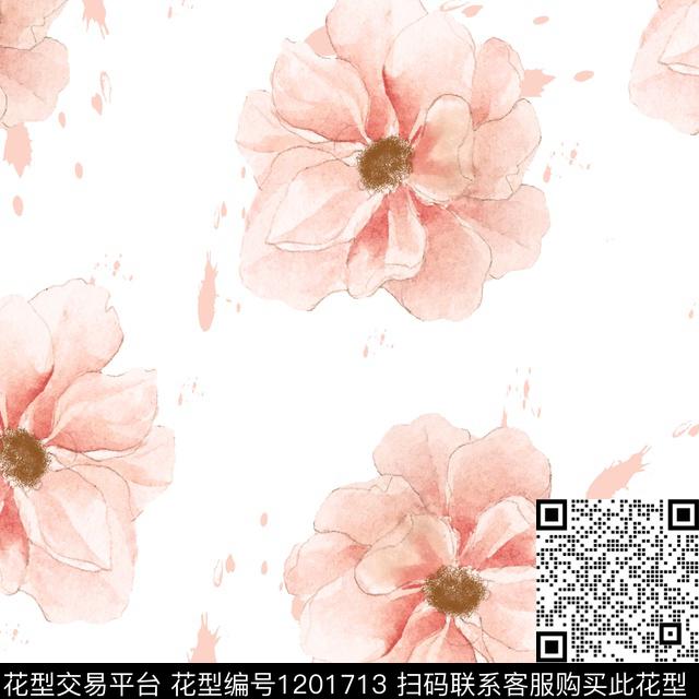 水彩花卉手绘花卉简约数码印花华亿平台下载（图片编号: 1201713） - 瓦栏（Walan）