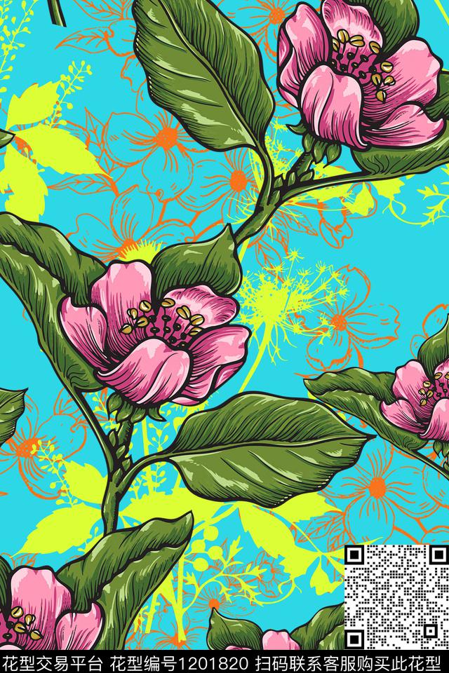 休闲大牌风绿植树叶传统印花华亿平台下载（图片编号: 1201820） - 瓦栏（Walan）