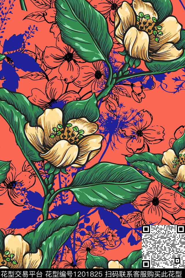 休闲大牌风绿植树叶传统印花华亿平台下载（图片编号: 1201825） - 瓦栏（Walan）