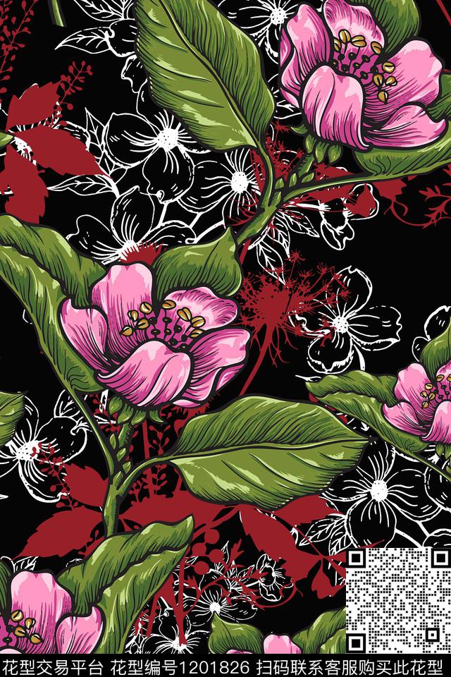 休闲大牌风绿植树叶传统印花华亿平台下载（图片编号: 1201826） - 瓦栏（Walan）