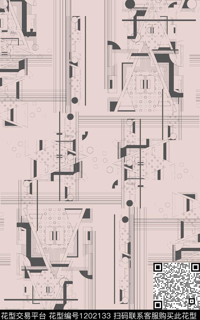 几何格子简约数码印花华亿平台下载（图片编号: 1202133） - 瓦栏（Walan）
