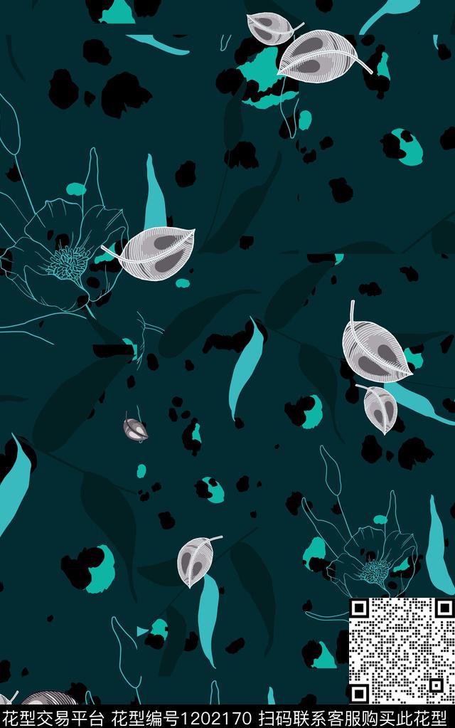 几何花卉简约数码印花华亿平台下载（图片编号: 1202170） - 瓦栏（Walan）