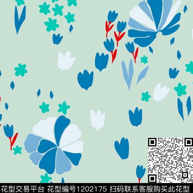 几何花卉简约数码印花华亿平台下载（图片编号: 1202175） - 瓦栏（Walan）