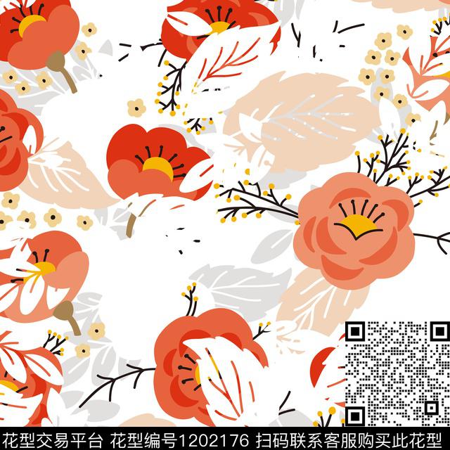 几何花卉简约数码印花华亿平台下载（图片编号: 1202176） - 瓦栏（Walan）