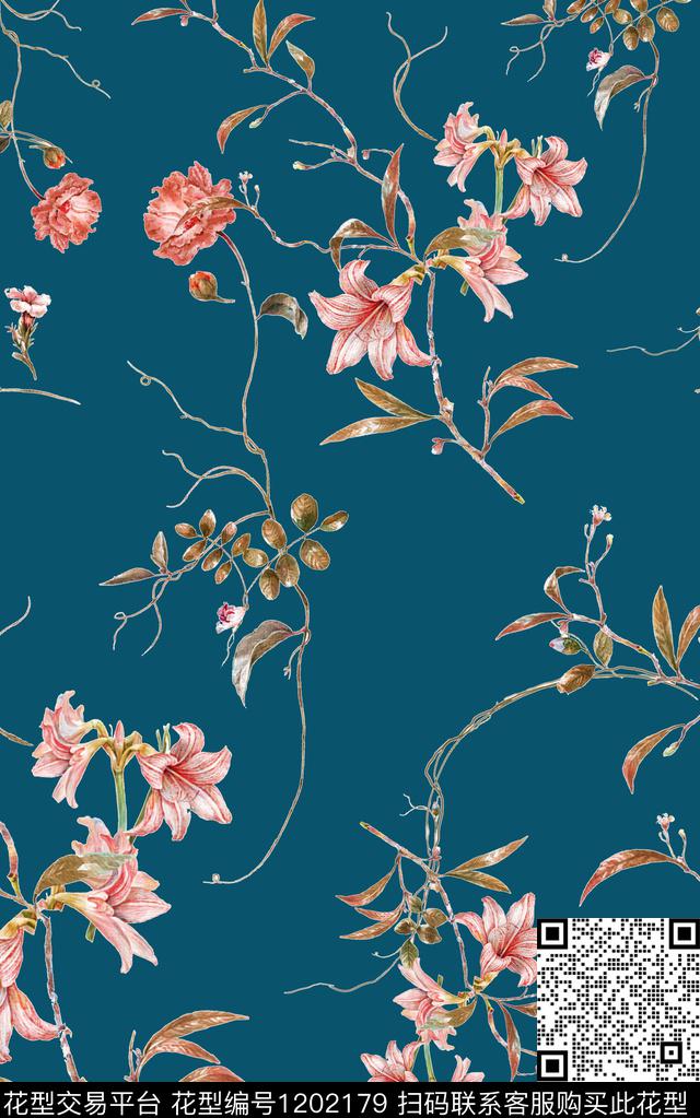 小碎花中东中老年数码印花华亿平台下载（图片编号: 1202179） - 瓦栏（Walan）