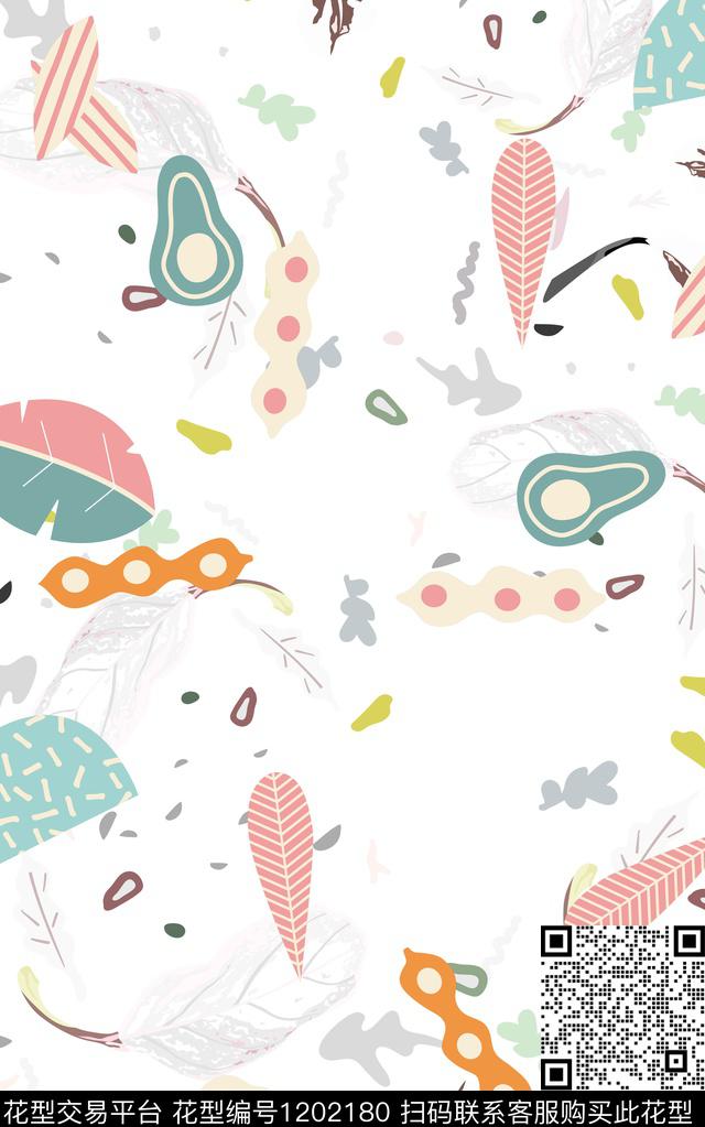几何花卉简约数码印花华亿平台下载（图片编号: 1202180） - 瓦栏（Walan）
