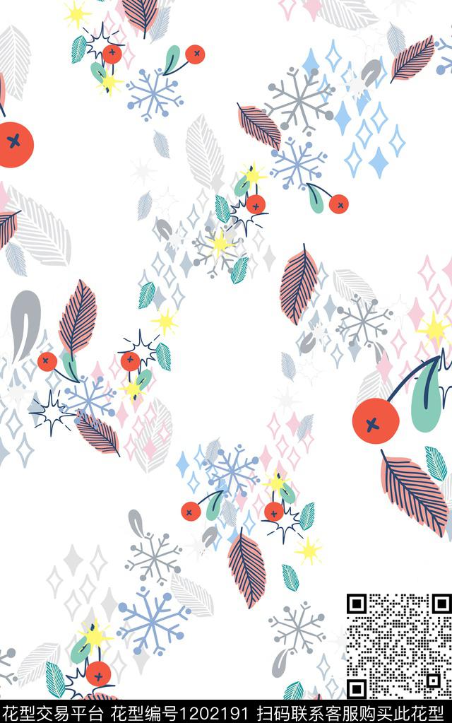 几何花卉简约数码印花华亿平台下载（图片编号: 1202191） - 瓦栏（Walan）