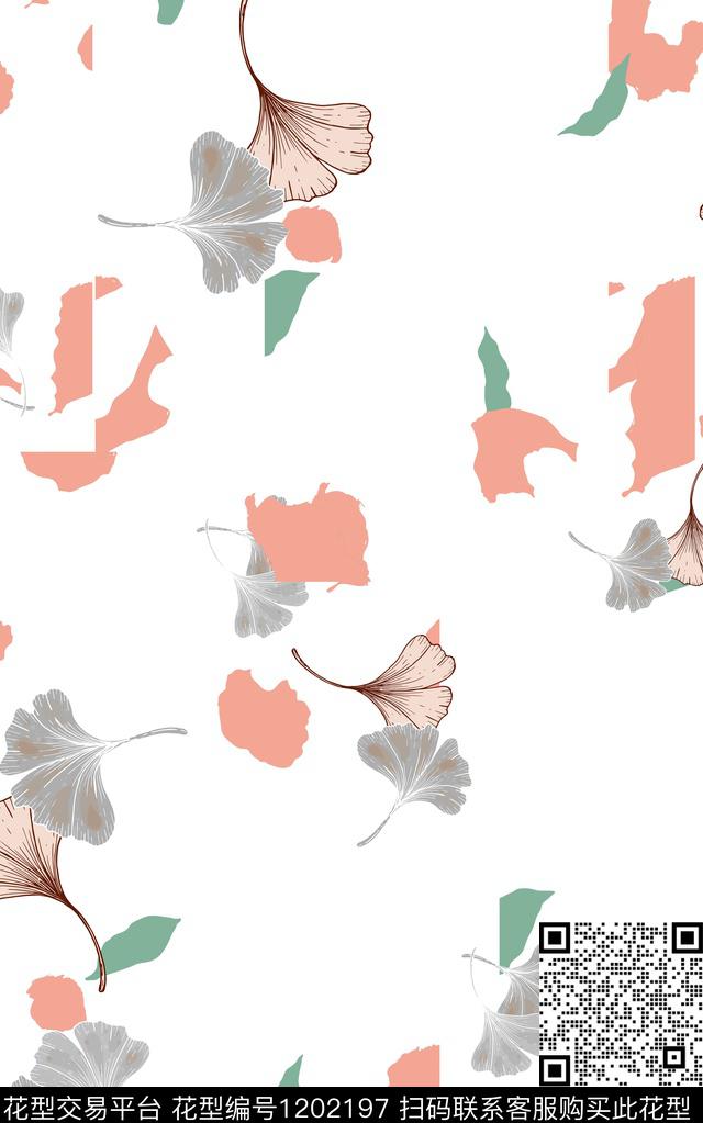 几何花卉简约数码印花华亿平台下载（图片编号: 1202197） - 瓦栏（Walan）