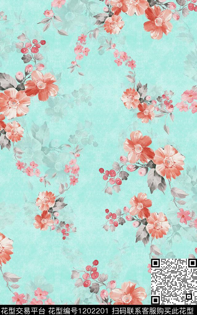 小碎花中东中老年数码印花华亿平台下载（图片编号: 1202201） - 瓦栏（Walan）