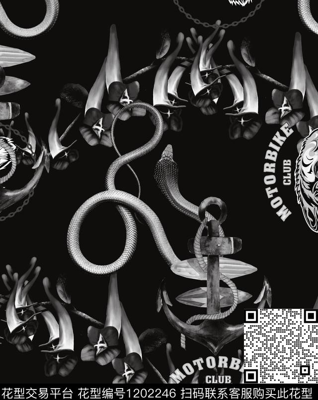 潮牌抽象大牌风数码印花华亿平台下载（图片编号: 1202246） - 瓦栏（Walan）