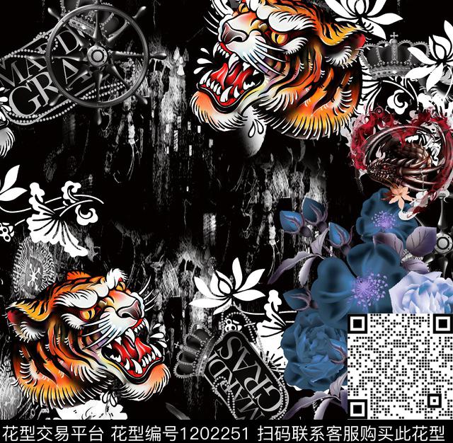 潮牌抽象大牌风数码印花华亿平台下载（图片编号: 1202251） - 瓦栏（Walan）