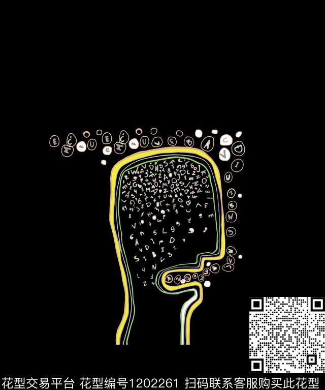 字母抽象男装定位花传统印花华亿平台下载（图片编号: 1202261） - 瓦栏（Walan）