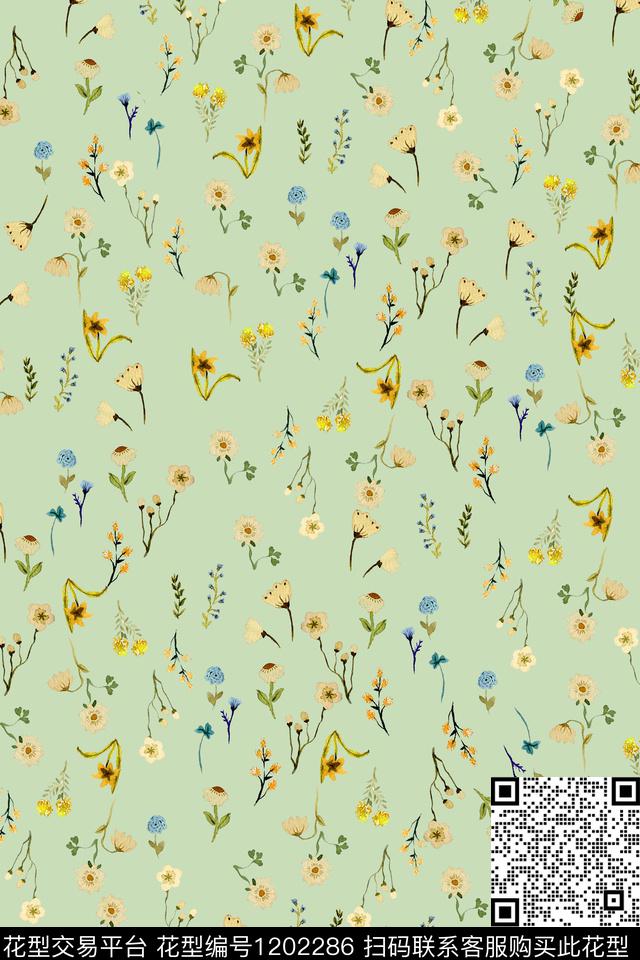 小碎花大牌风水彩数码印花华亿平台下载（图片编号: 1202286） - 瓦栏（Walan）