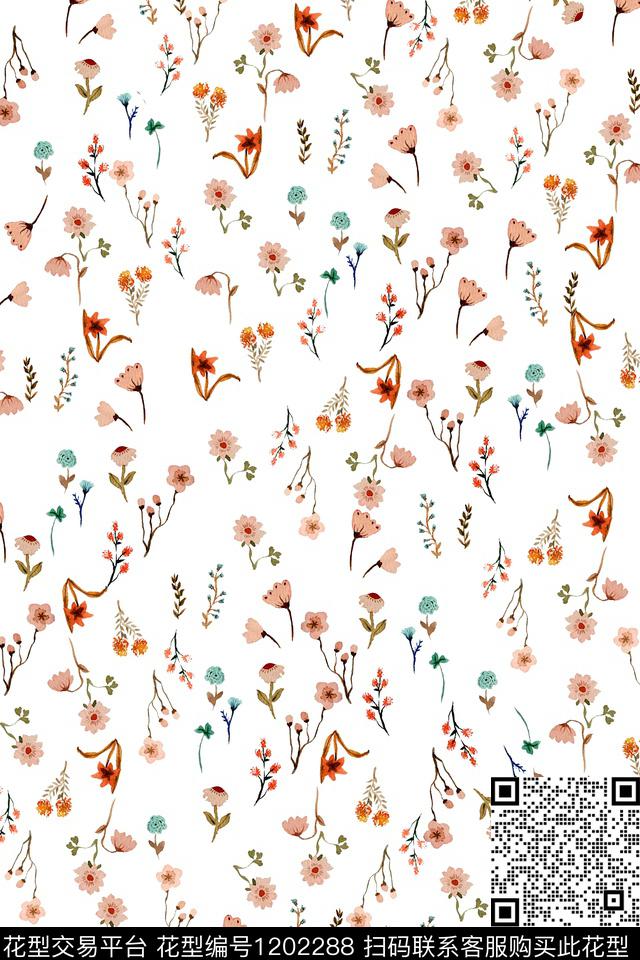 小碎花大牌风水彩数码印花华亿平台下载（图片编号: 1202288） - 瓦栏（Walan）