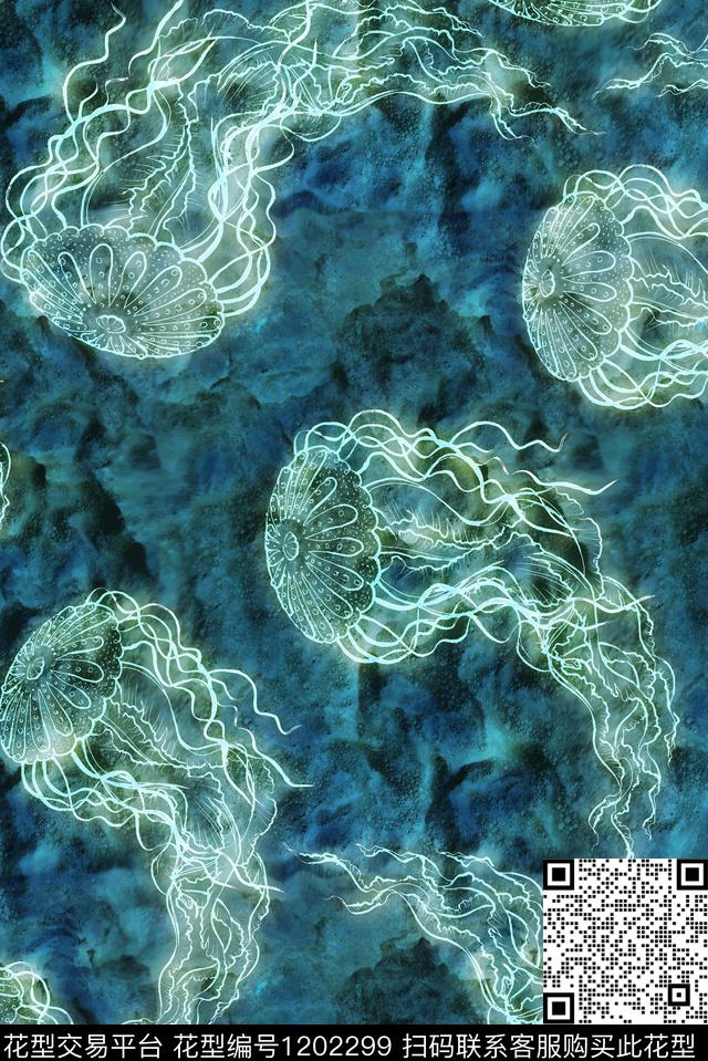 数码华亿平台肌理水母数码印花华亿平台下载（图片编号: 1202299） - 瓦栏（Walan）