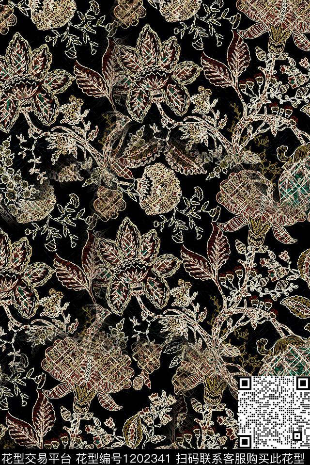 复古民族风数码印花华亿平台下载（图片编号: 1202341） - 瓦栏（Walan）