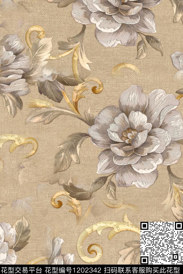复古民族风立体花卉数码印花华亿平台下载（图片编号: 1202342） - 瓦栏（Walan）