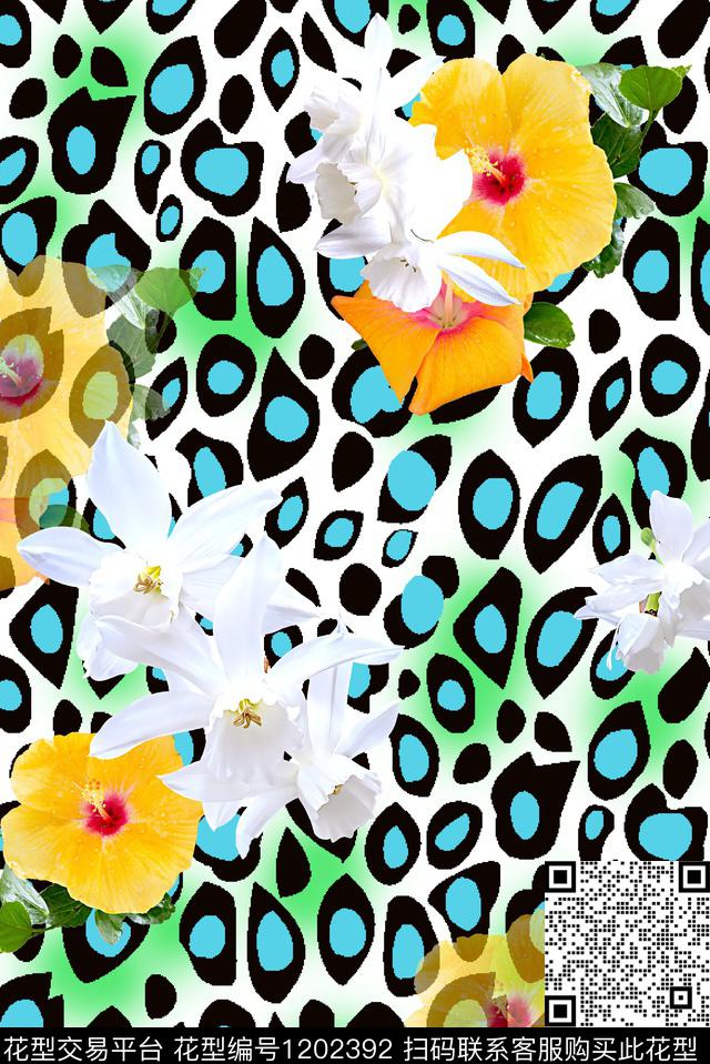 春夏华亿平台大牌风豹纹数码印花华亿平台下载（图片编号: 1202392） - 瓦栏（Walan）