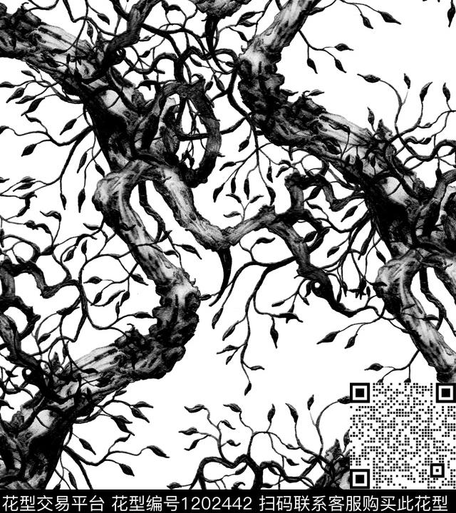 树枝干创意数码印花华亿平台下载（图片编号: 1202442） - 瓦栏（Walan）