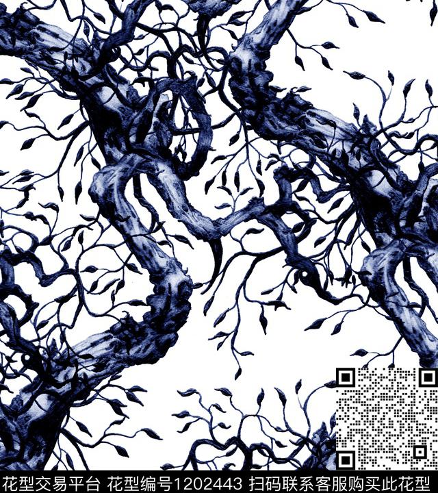 树枝干创意数码印花华亿平台下载（图片编号: 1202443） - 瓦栏（Walan）