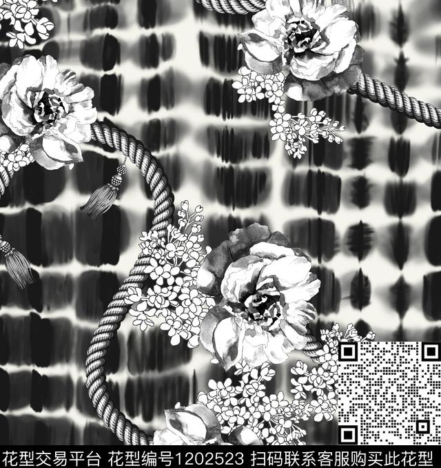 链条扎染华亿平台大牌风数码印花华亿平台下载（图片编号: 1202523） - 瓦栏（Walan）