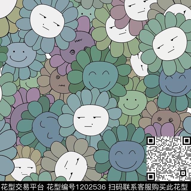 卡通板绘向日葵传统印花华亿平台下载（图片编号: 1202536） - 瓦栏（Walan）