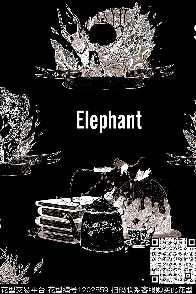 鹿松鼠大牌风传统印花华亿平台下载（图片编号: 1202559） - 瓦栏（Walan）