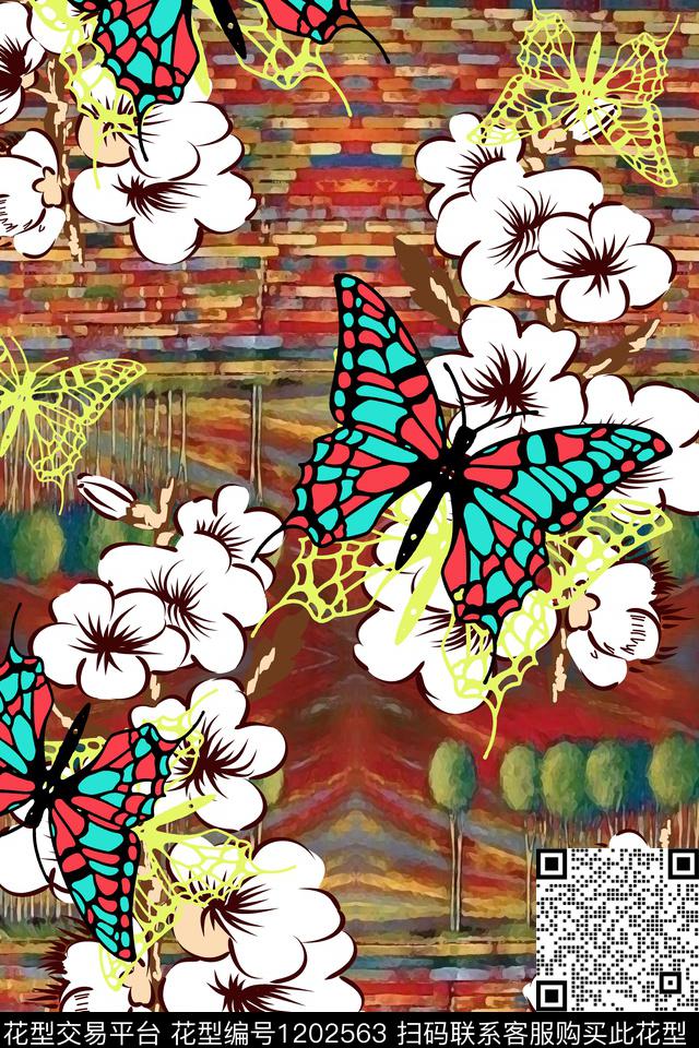 花卉大牌风印花数码印花华亿平台下载（图片编号: 1202563） - 瓦栏（Walan）