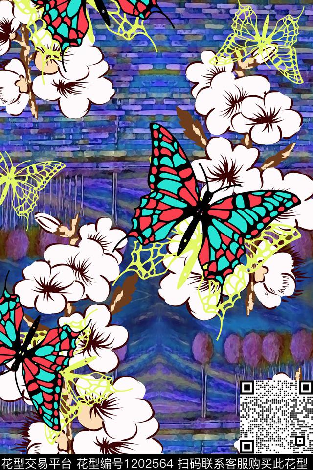 花卉大牌风印花数码印花华亿平台下载（图片编号: 1202564） - 瓦栏（Walan）