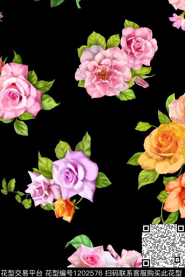 数码华亿平台花卉1/2接数码印花华亿平台下载（图片编号: 1202576） - 瓦栏（Walan）