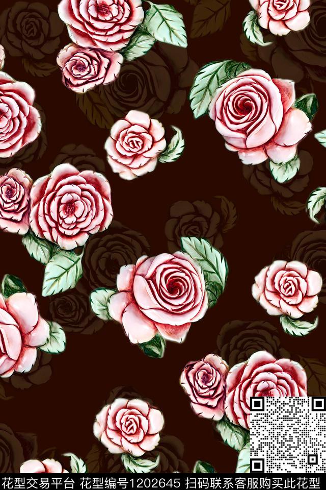 大花抽象花卉旗袍数码印花华亿平台下载（图片编号: 1202645） - 瓦栏（Walan）