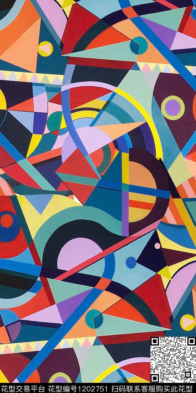 几何洋阳--定位定位花数码印花华亿平台下载（图片编号: 1202751） - 瓦栏（Walan）