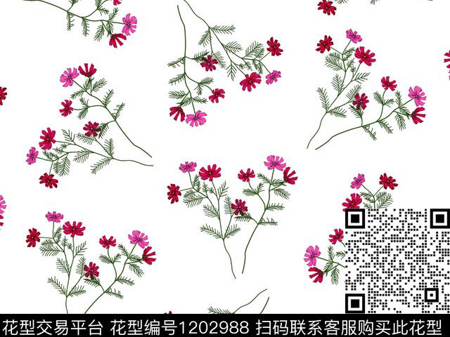 小花卉小可爱波点数码印花华亿平台下载（图片编号: 1202988） - 瓦栏（Walan）