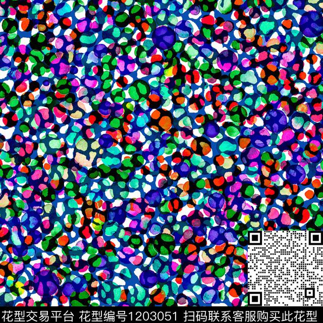 女装抽象波点数码印花华亿平台下载（图片编号: 1203051） - 瓦栏（Walan）