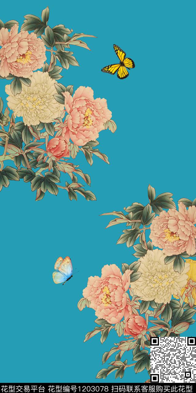 数码华亿平台花卉定位花数码印花华亿平台下载（图片编号: 1203078） - 瓦栏（Walan）