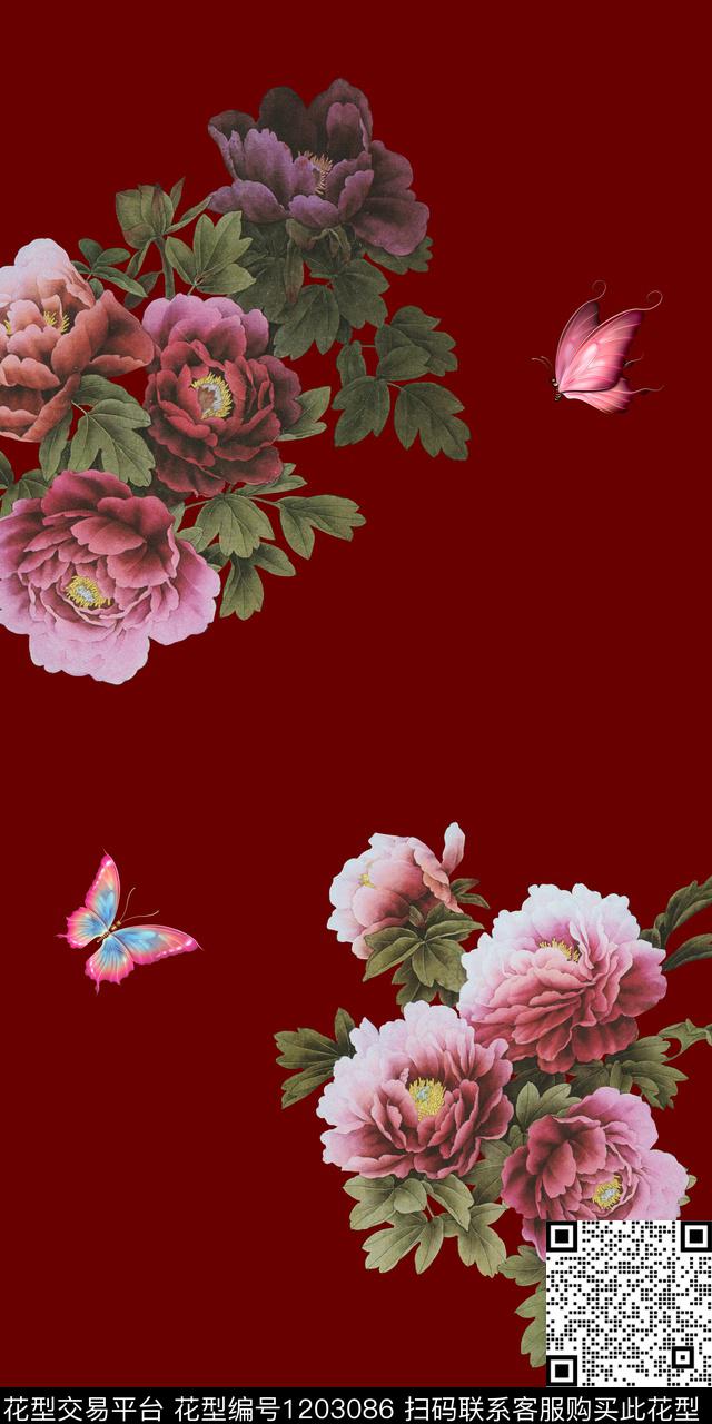 数码华亿平台花卉定位花数码印花华亿平台下载（图片编号: 1203086） - 瓦栏（Walan）