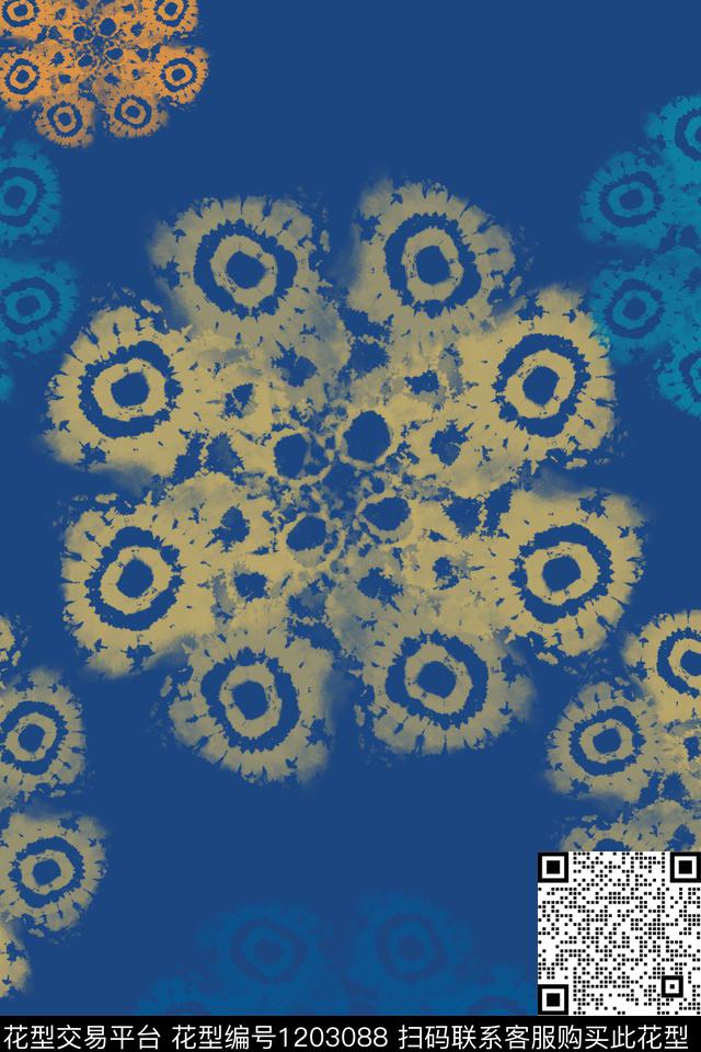 扎染风格民族风图案混合印花数码印花华亿平台下载（图片编号: 1203088） - 瓦栏（Walan）