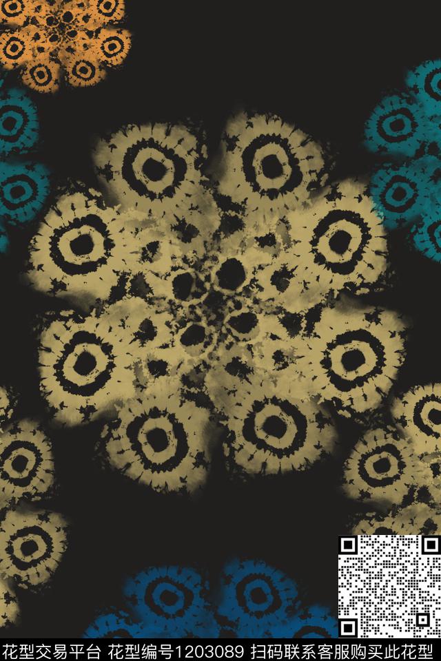 扎染风格民族风图案混合印花数码印花华亿平台下载（图片编号: 1203089） - 瓦栏（Walan）