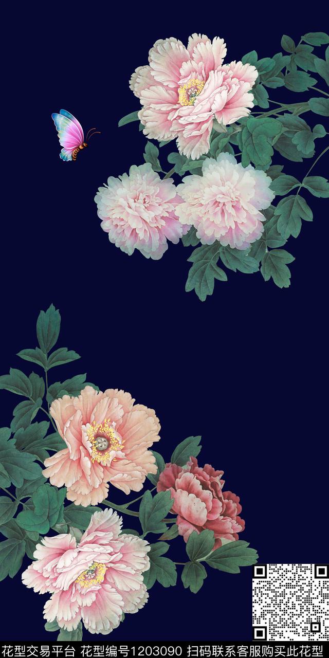 数码华亿平台花卉定位花数码印花华亿平台下载（图片编号: 1203090） - 瓦栏（Walan）