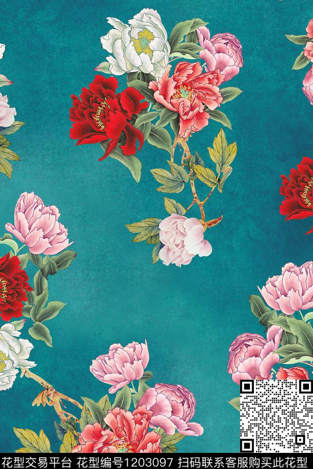 数码华亿平台花卉1/2接数码印花华亿平台下载（图片编号: 1203097） - 瓦栏（Walan）