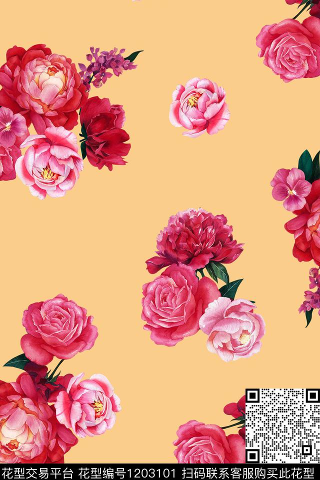 数码华亿平台花卉1/2接数码印花华亿平台下载（图片编号: 1203101） - 瓦栏（Walan）